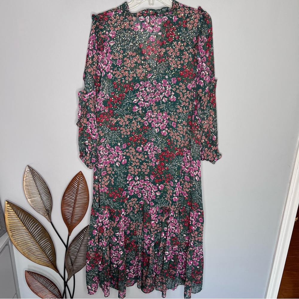 Biltmore Women's 3/4 Sleeve Ruffle Midi Dress - Picture 7 of 7